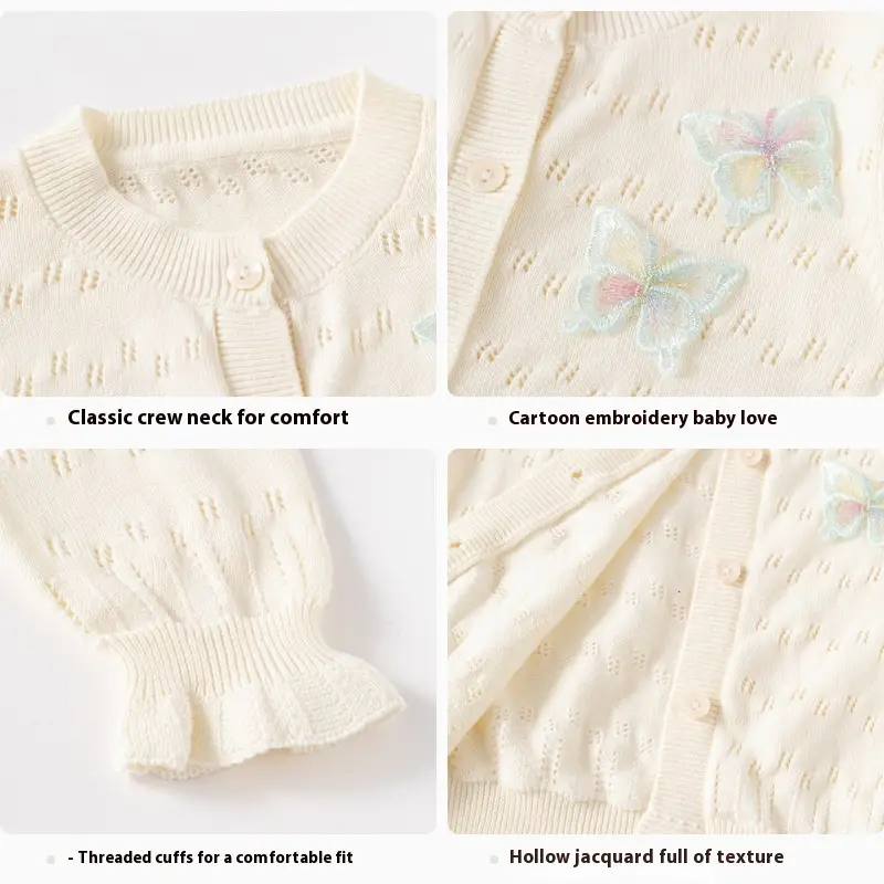 Sweet Thin Hollow Knitted Girl's Cardigan