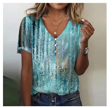 Casual V Neck Short Sleeved Regular Color5 - Shop at LoveMi
