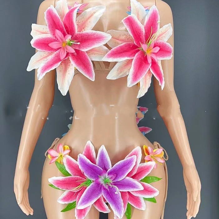 Artificial Flower Bikini Beach Holiday Party Catwalk Nightclub Bar Costume Stage Costume