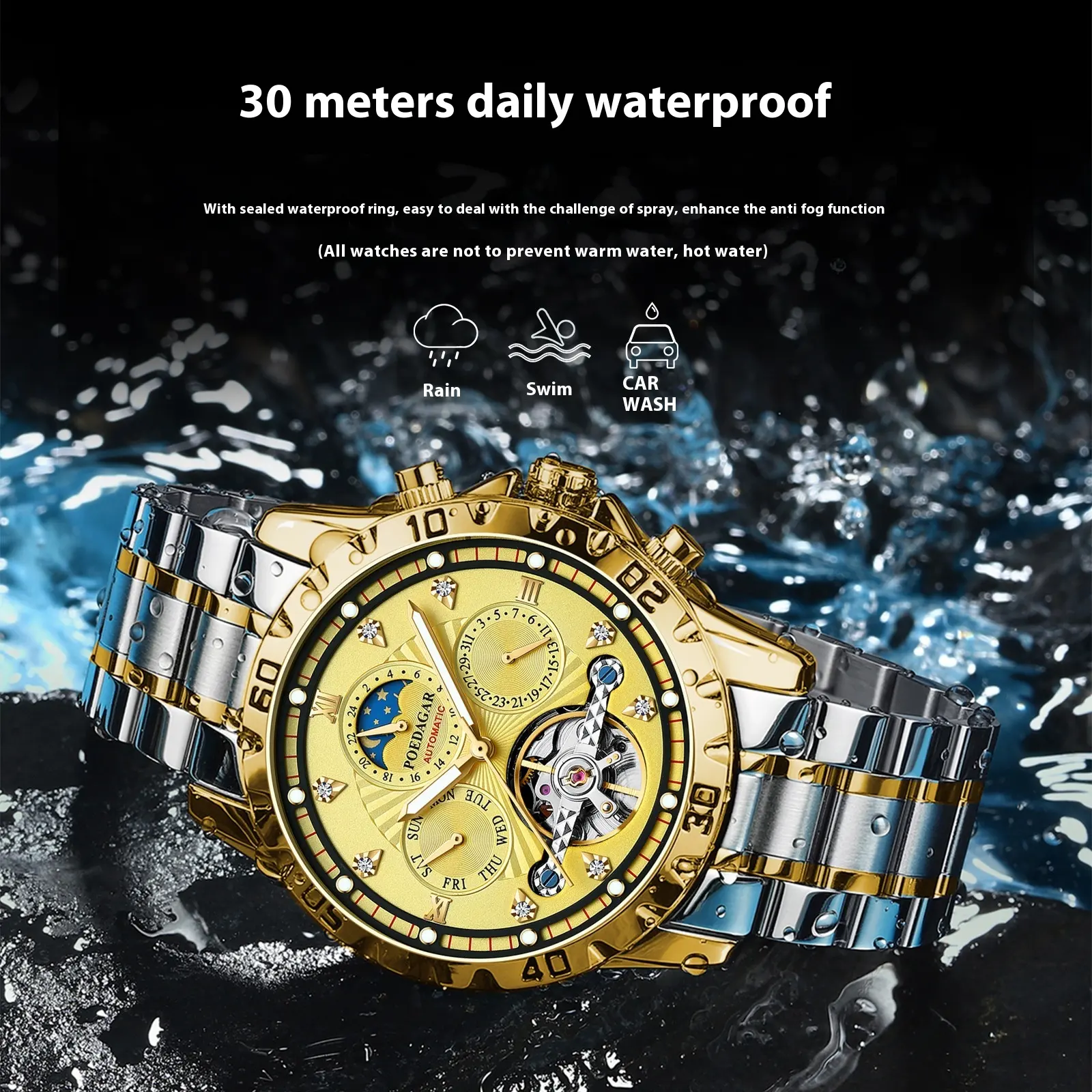 Men's Mechanical Watch Waterproof Luxury Multifunctional Wrist