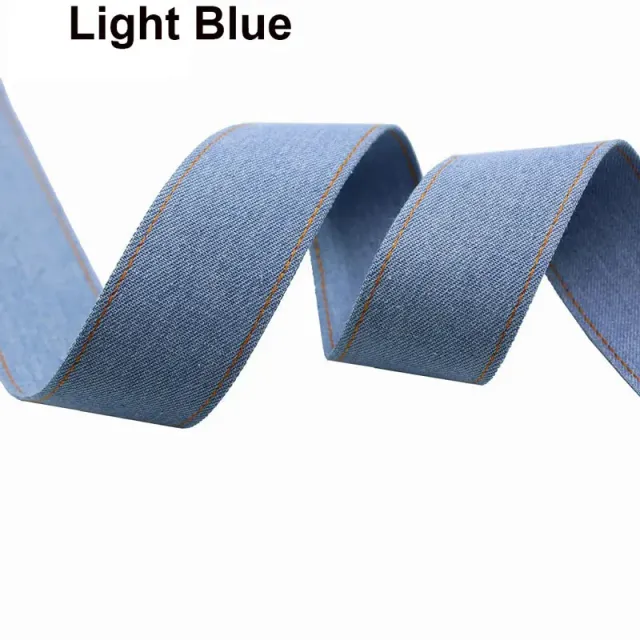 Denim Ribbon Hair Accessories Bowknot Making Clothing Ingredients Yellow Line Light Color - Shop at LoveMi