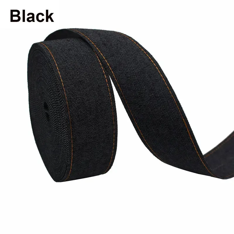 Denim Ribbon Hair Accessories Bowknot Making Clothing Ingredients - Yellow Thread Black
