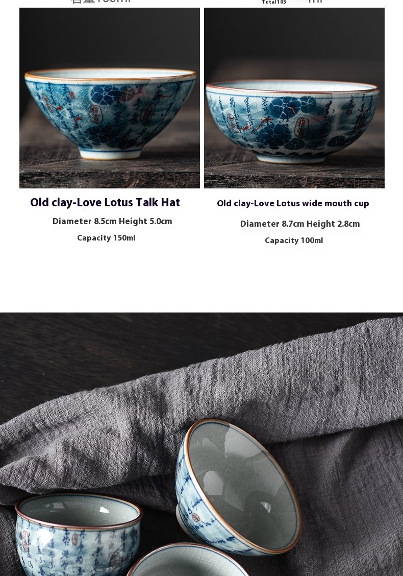 Title 4, Blue And White Antique Old Clay Kung Fu Tea Bre...