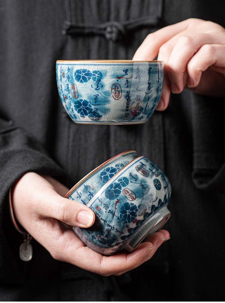 Title 8, Blue And White Antique Old Clay Kung Fu Tea Bre...