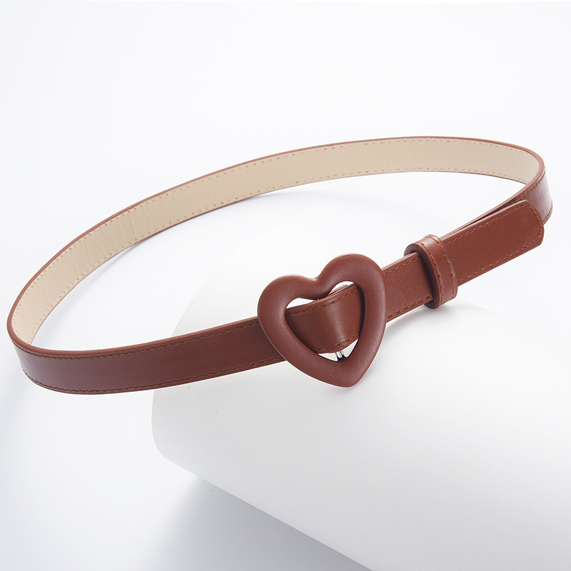 Title 2, New Heart Buckle PU Pin Buckle Thin Belt