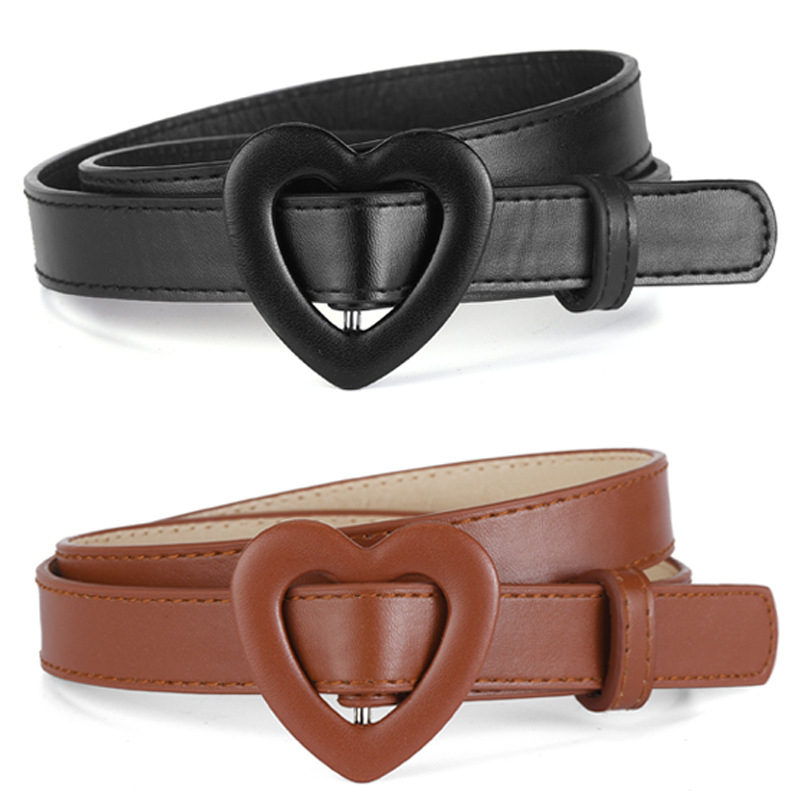 Title 3, New Heart Buckle PU Pin Buckle Thin Belt