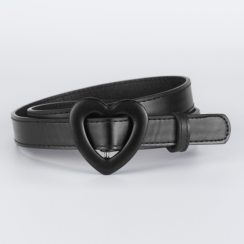 Title 6, New Heart Buckle PU Pin Buckle Thin Belt