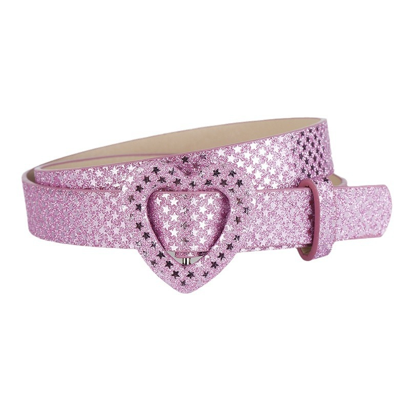 Title 4, New Heart Buckle PU Pin Buckle Thin Belt