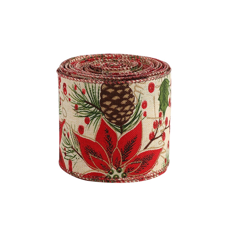 Linen Christmas Ribbon Christmas Tree Rattan Garland Decorative Ribbon