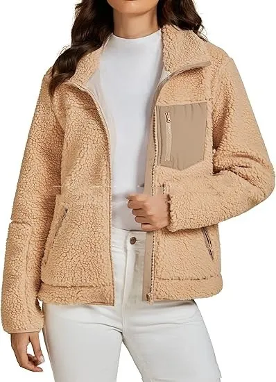 Autumn And Winter Lapel Button Loose Fleece Shirt - Khaki