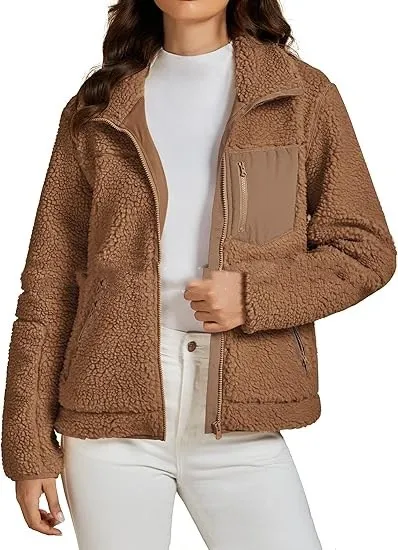 Autumn And Winter Lapel Button Loose Fleece Shirt - Caramel Color