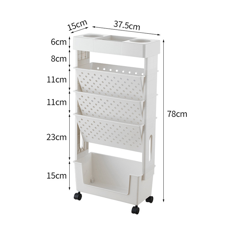 Title 1, Floor Movable Bookshelf Storage Rack With Wheels