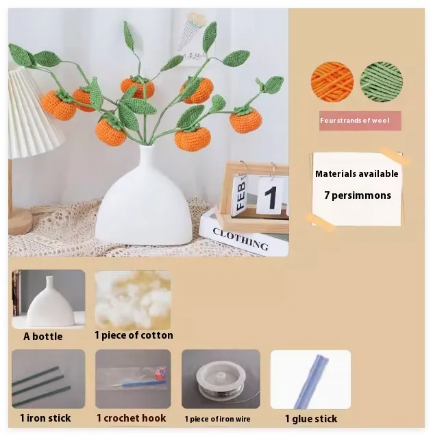 DIY Osmanthus Persimmon Knitted Material Set - Persimmon