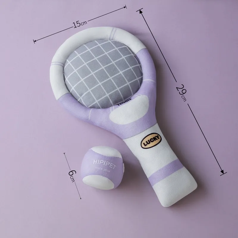 Tennis Sports Ringing Paper Sounding Racket Molar Companion Dog Toy - Salem Purple