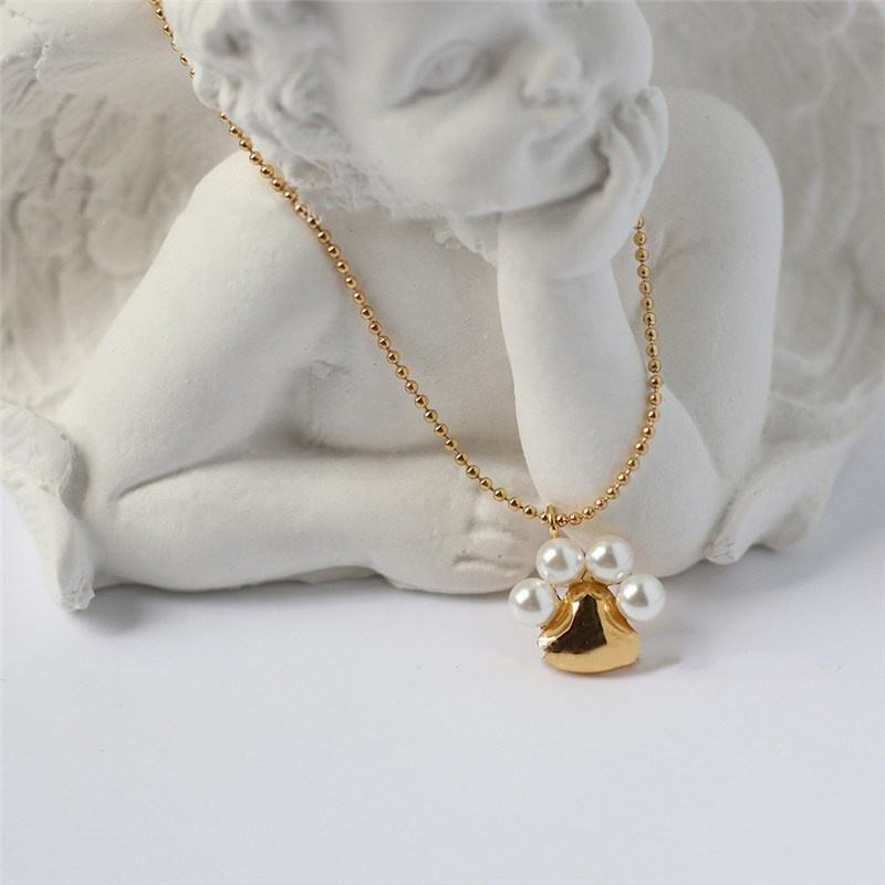 18K Gold Plating Dog's Paw Plum Necklace Clavicle Chain