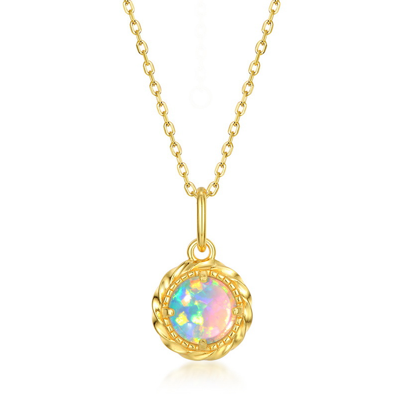 Fashion New Geometric Retro Opal Pendant