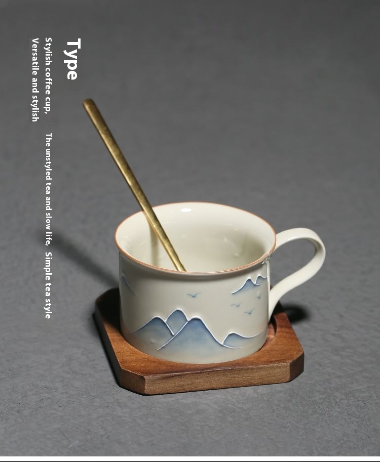 Title 2, Hand Painted Landscape Coffee Cup Underglaze Ho...