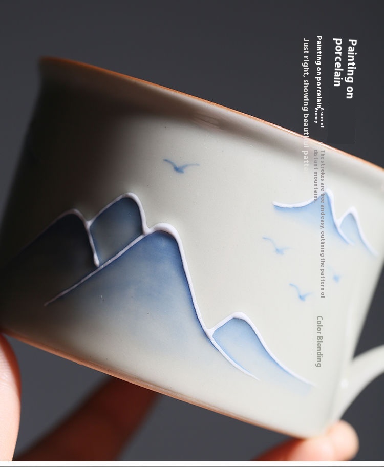 Title 5, Hand Painted Landscape Coffee Cup Underglaze Ho...