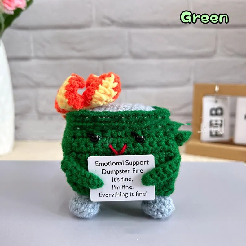 Title 5, Hand-crocheted Emotion Trash Can, a decorative ...