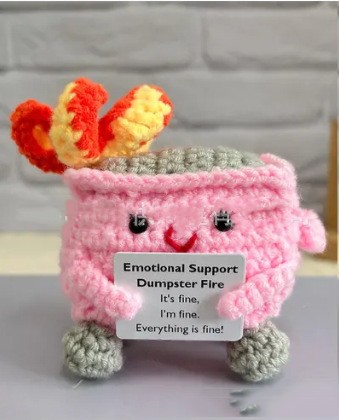 Title 3, Hand-crocheted Trash Can Emotion