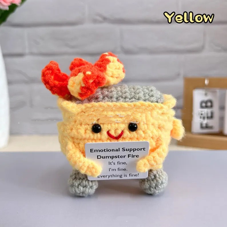 Title 4, Hand-crocheted Emotion Trash Can, a decorative ...