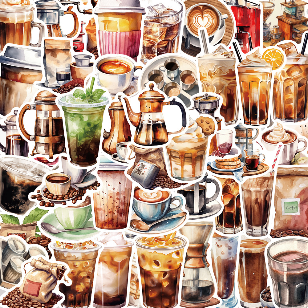 Title 3, Fashion Waterproof Coffee Creative Stickers