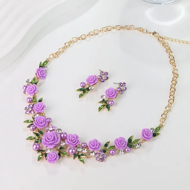 Camellia Suit Three dimensional Flower Earrings Necklace Style6Wh2292 - Shop at LoveMi