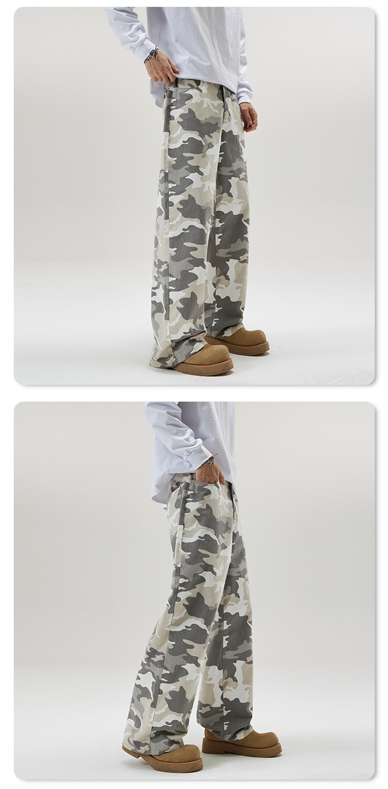 Title 4, American Retro High Street Camouflage Hose Grau...