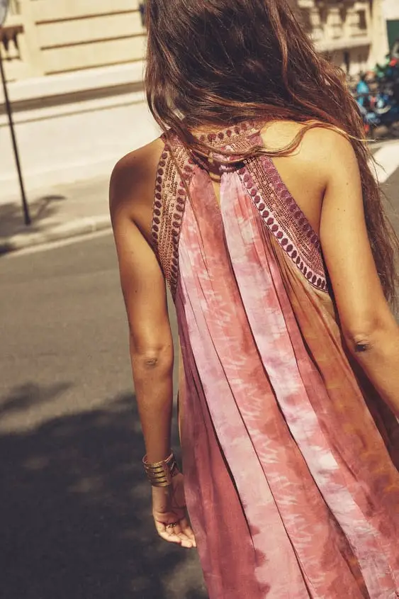 Women's Beads Decoration Tie-dye Dress