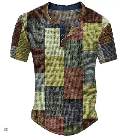 Title 2, Mens Clothing Graphic Plaid Color Block Printe...