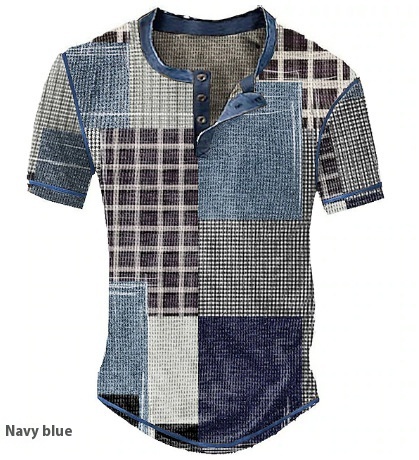 Title 5, Mens Clothing Graphic Plaid Color Block Printe...