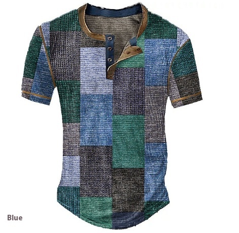 Title 1, Mens Clothing Graphic Plaid Color Block Printe...