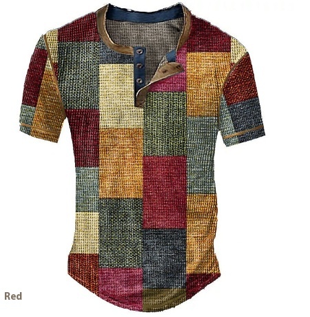 Title 4, Herren Waffel Henley Shirt Kurzarm Grafik Plaid...