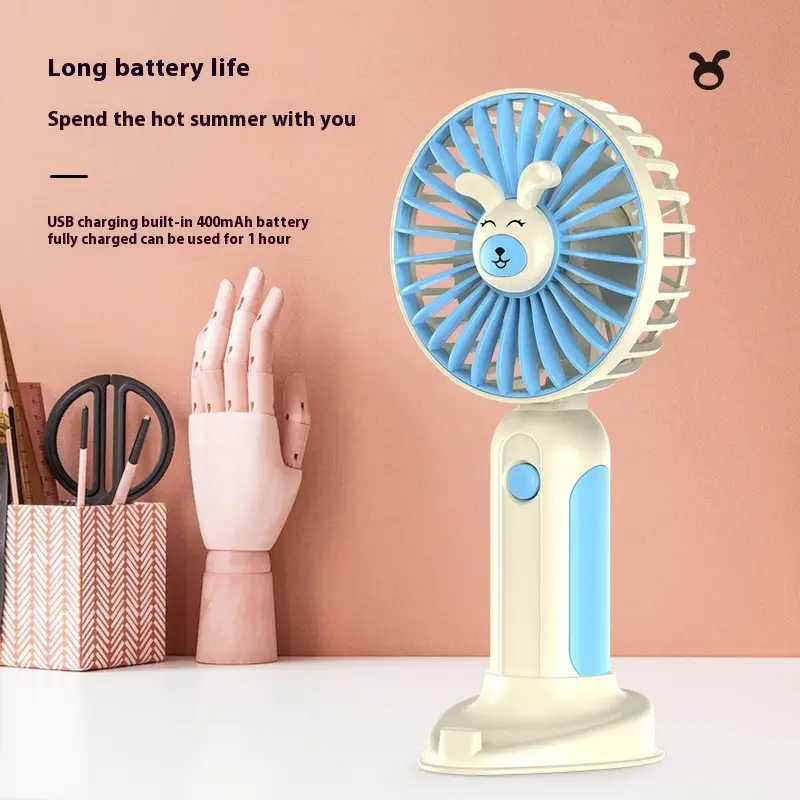 New Summer Cartoon Handheld Mini Usb Rechargeable Fan Desktop Stand