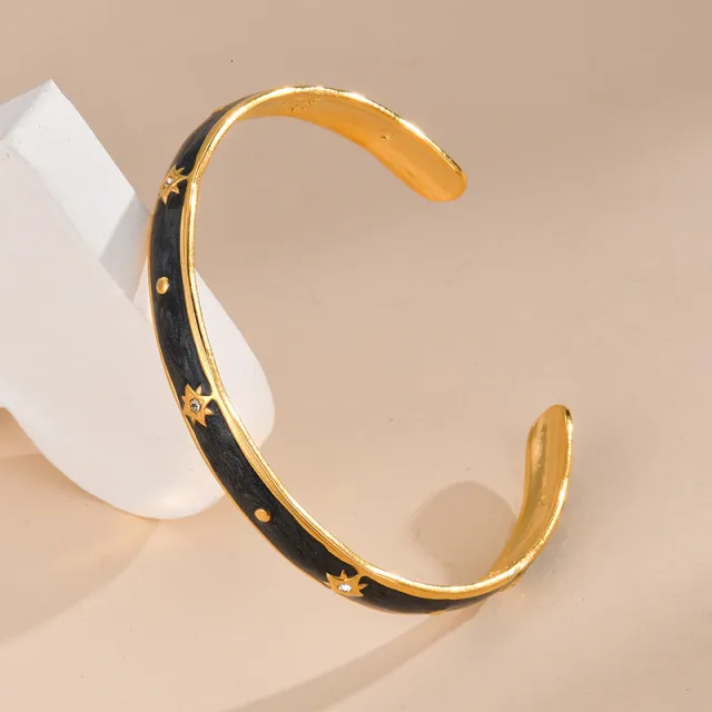 Fashion Retro Design Oil Dripping Bracelet Stainless Steel Black - Shop at LoveMi