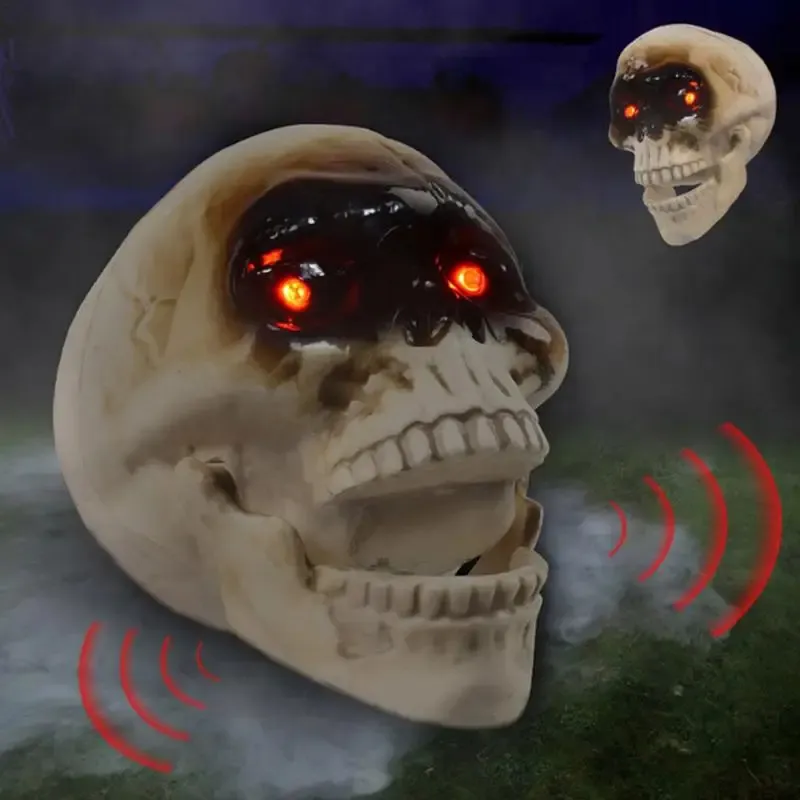 Animated Floating Skeleton Decorations Realistic Halloween Skull Heads Halloween Decorations Scary Sound Spooky Decoration – image 4