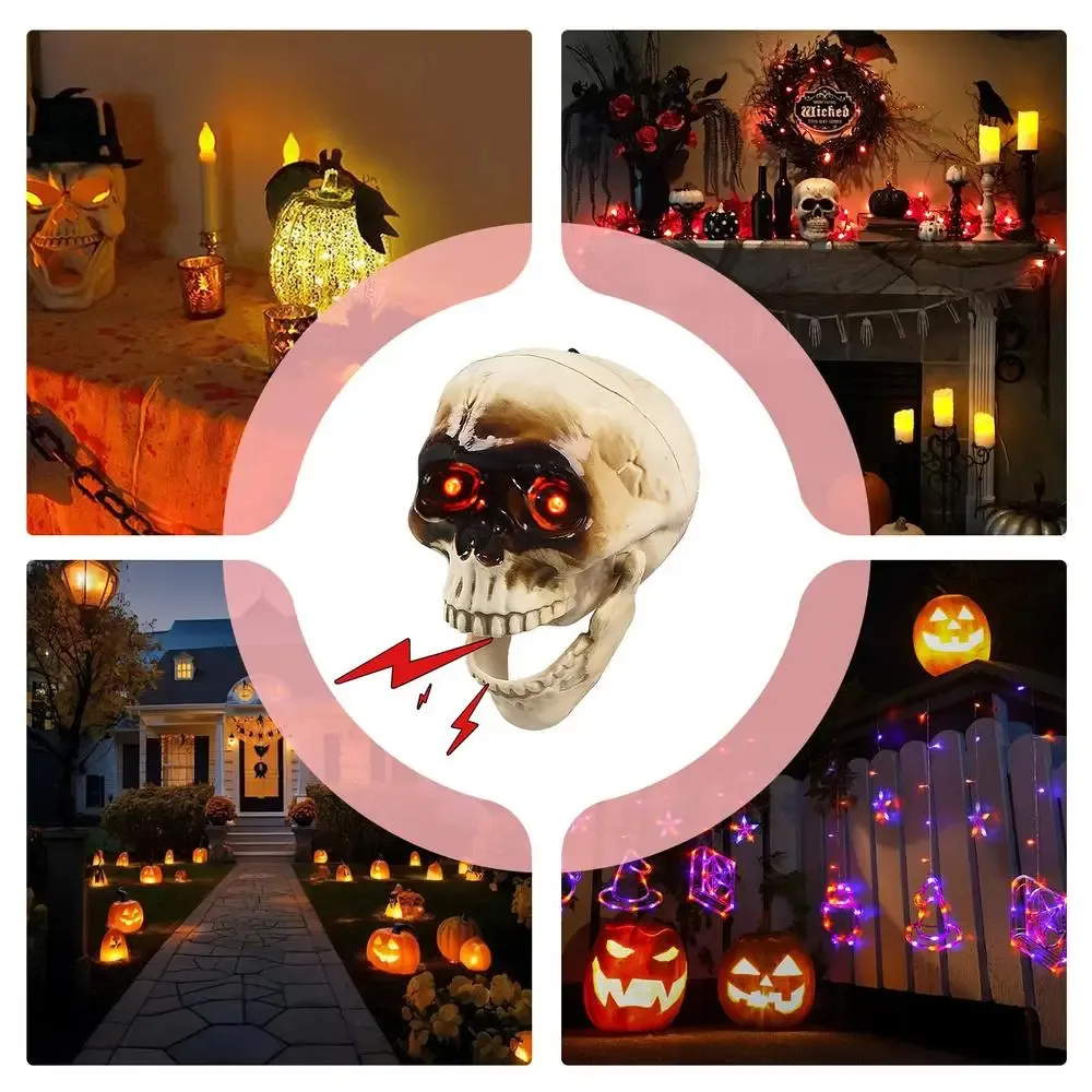 Animated Floating Skeleton Decorations Realistic Halloween Skull Heads Halloween Decorations Scary Sound Spooky Decoration – image 3
