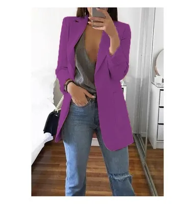 Lapel Slim Cardigan Temperament Blazer Dark Purple - Shop at LoveMi