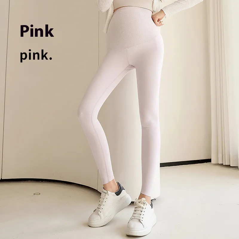 Biodegradable Maternity Seamless Waist Support Belly Support Yoga Pants - Pink