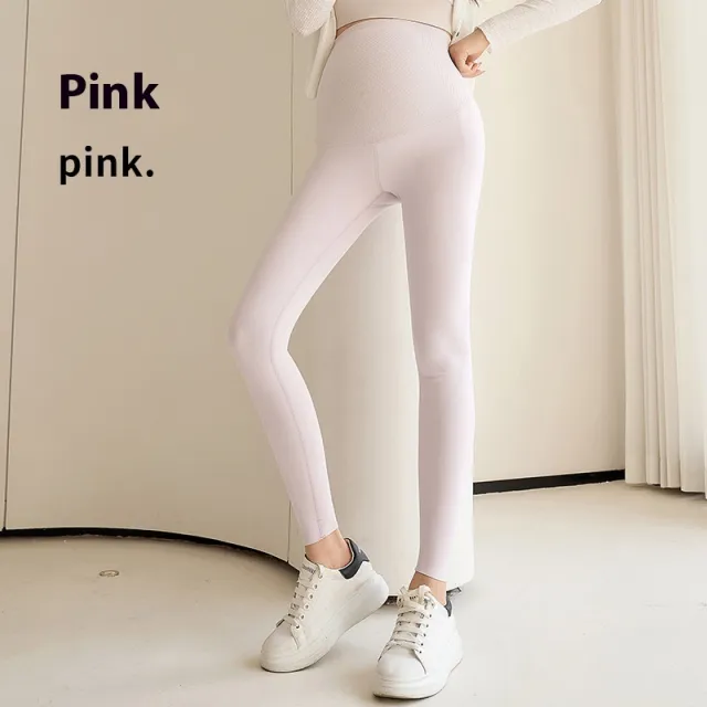 Biodegradable Maternity Seamless Waist Support Belly Support Yoga Pants Pink - Shop at LoveMi