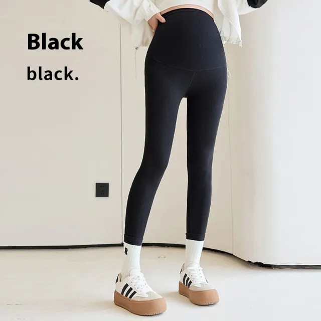 Biodegradable Maternity Seamless Waist Support Belly Support Yoga Pants Black - Shop at LoveMi