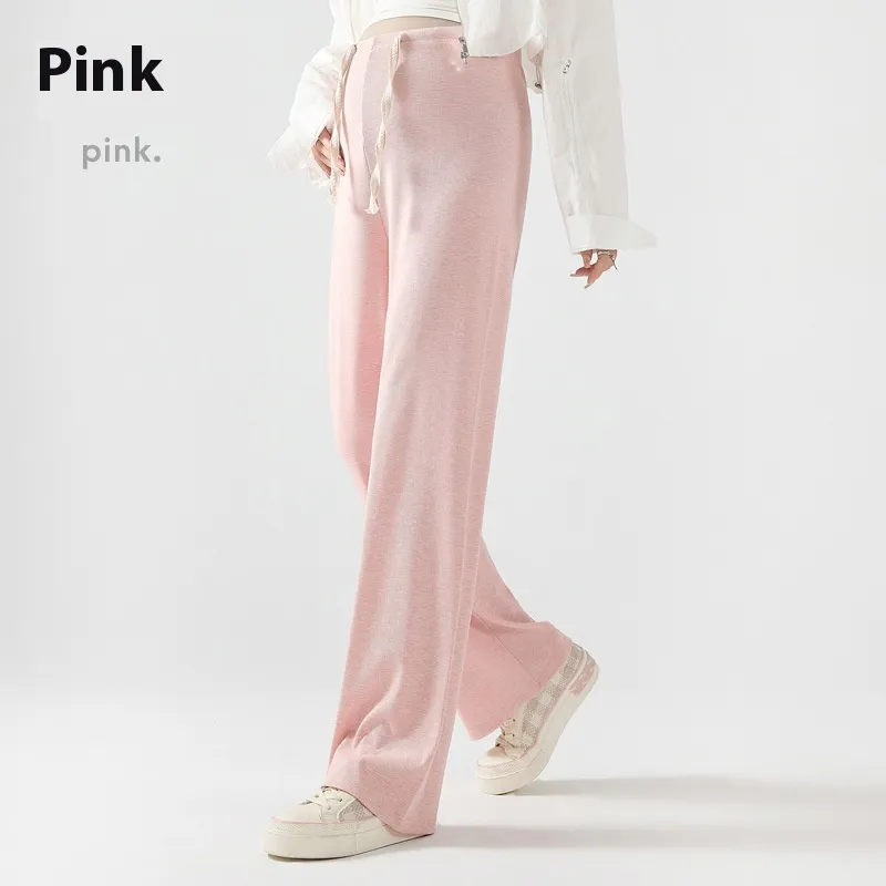 Slimming Slim-fit Ice Silk Pregnant Women Bell-bottom Pants - Ice Rose Pink