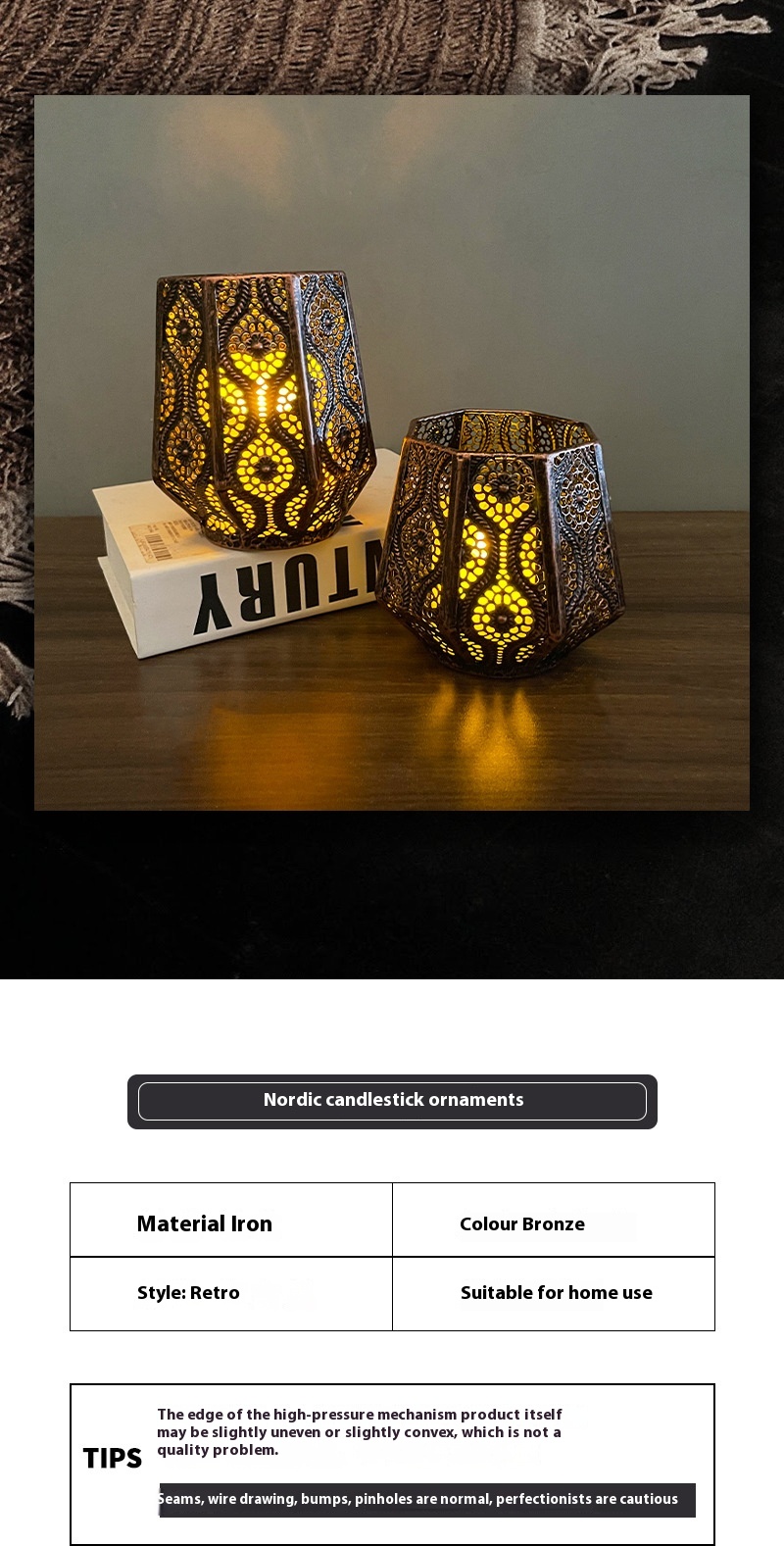 Title 2, Morocco Candle Holder Retro Hollow Pattern