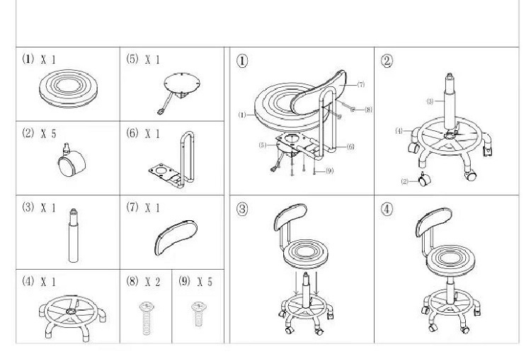 Title 4, Taburete redondo pequeño para silla dental, sil...