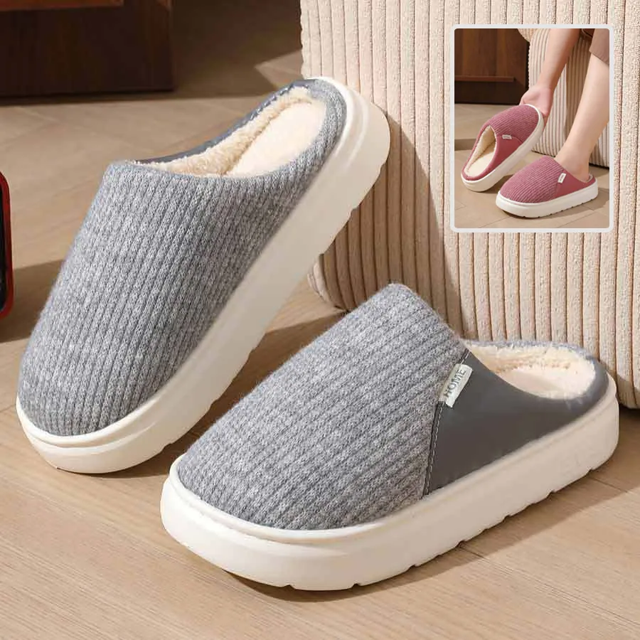 Winter Warm Plush Home Slippers Lightweight Thick Bottom Silent