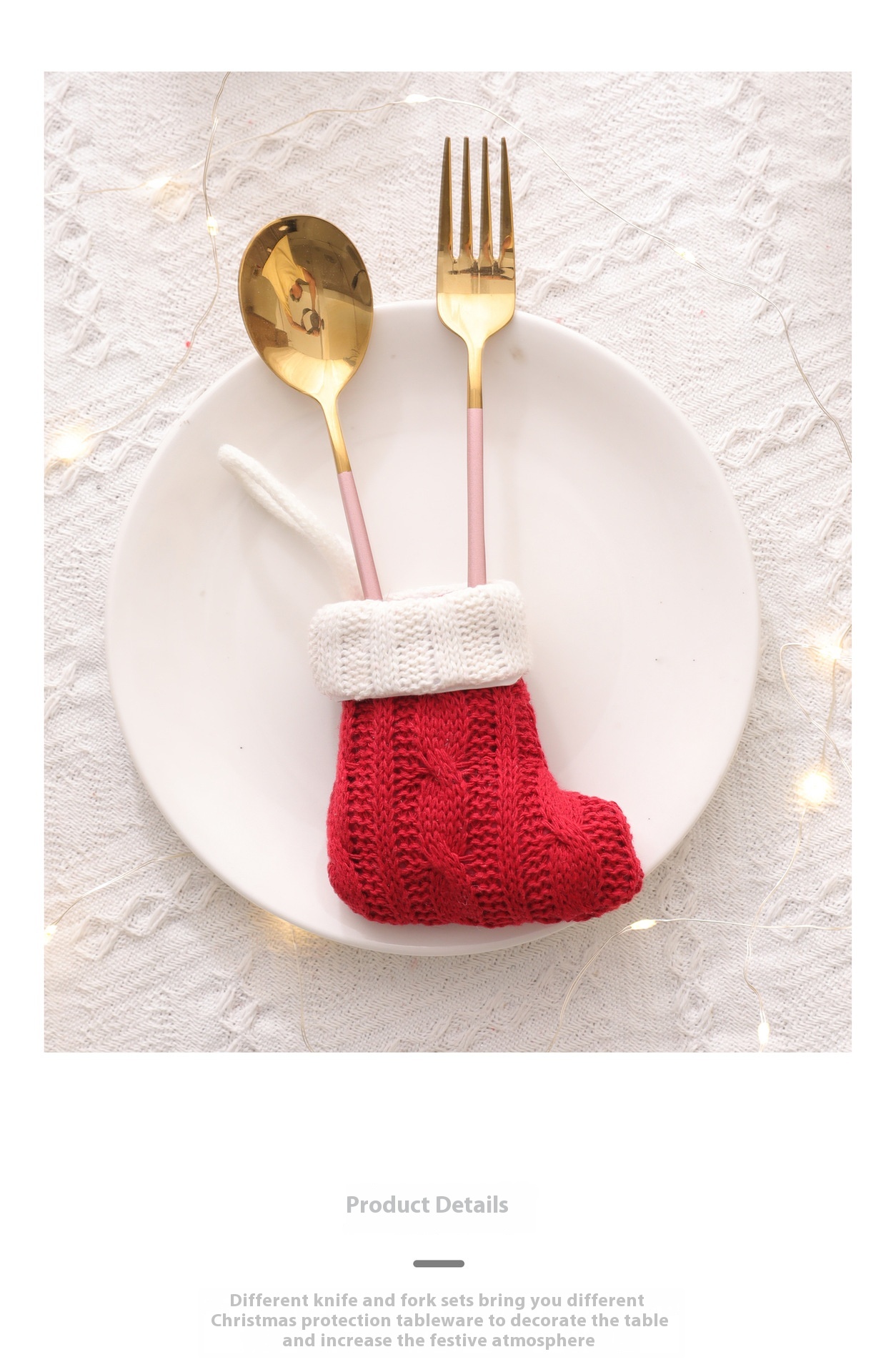 Title 5, Christmas Red Knife And Fork Set Mini Knitted S...