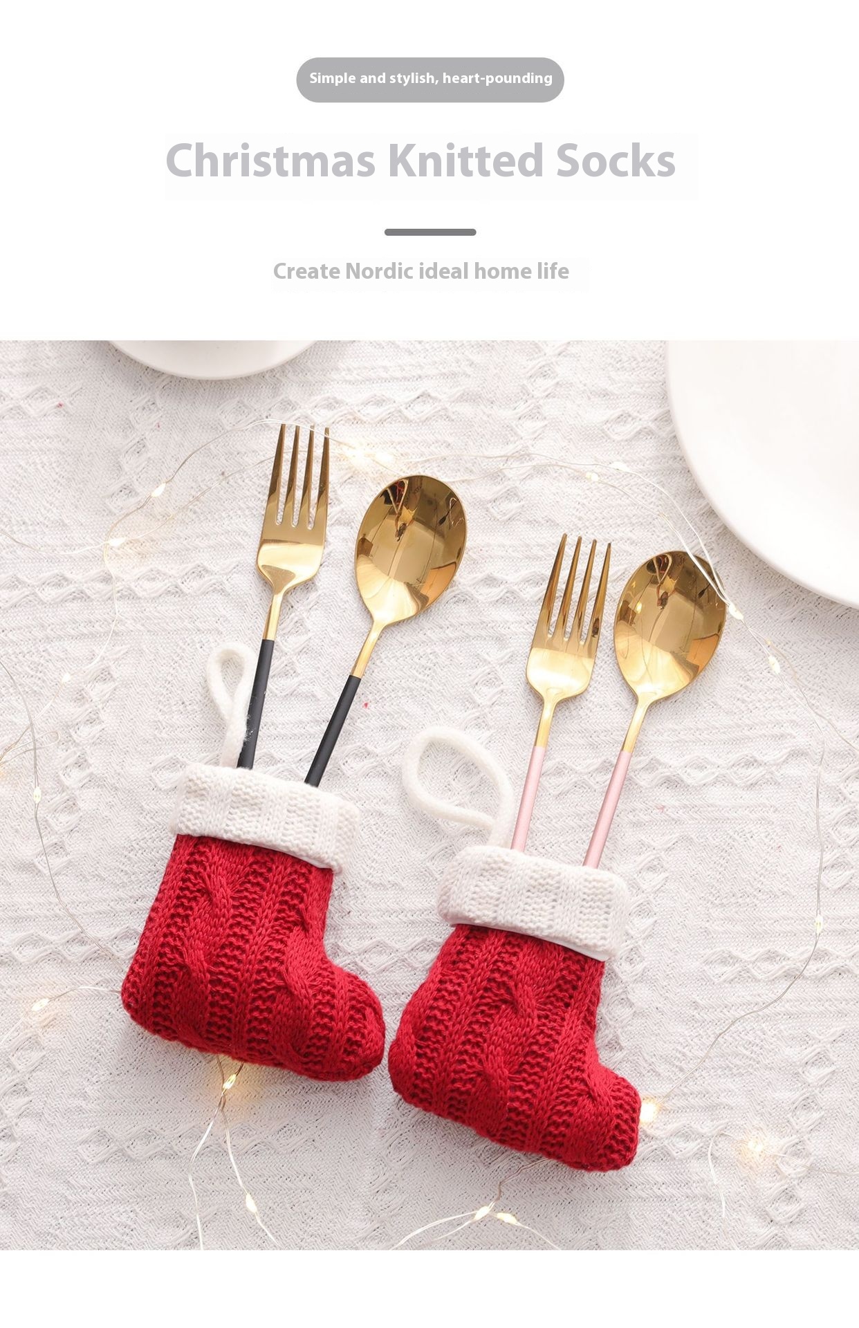 Title 9, Christmas Red Knife And Fork Set Mini Knitted S...