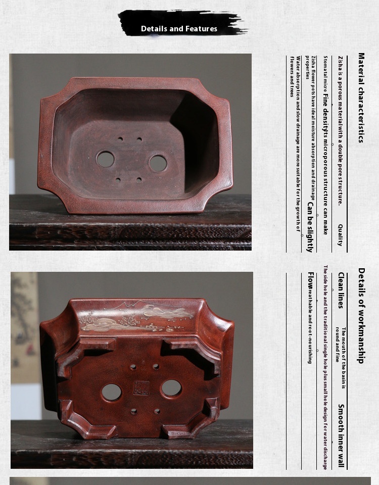 Title 3, Purple Sand Flower Pot Rectangular Looking Pott...