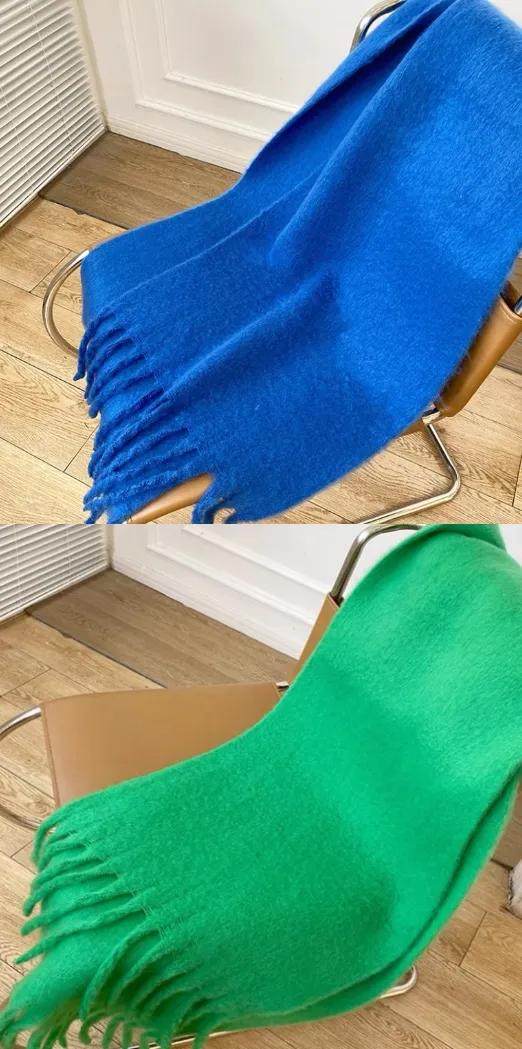 Solid Color Thick Mohair Artificial Cashmere Scarf - Suit