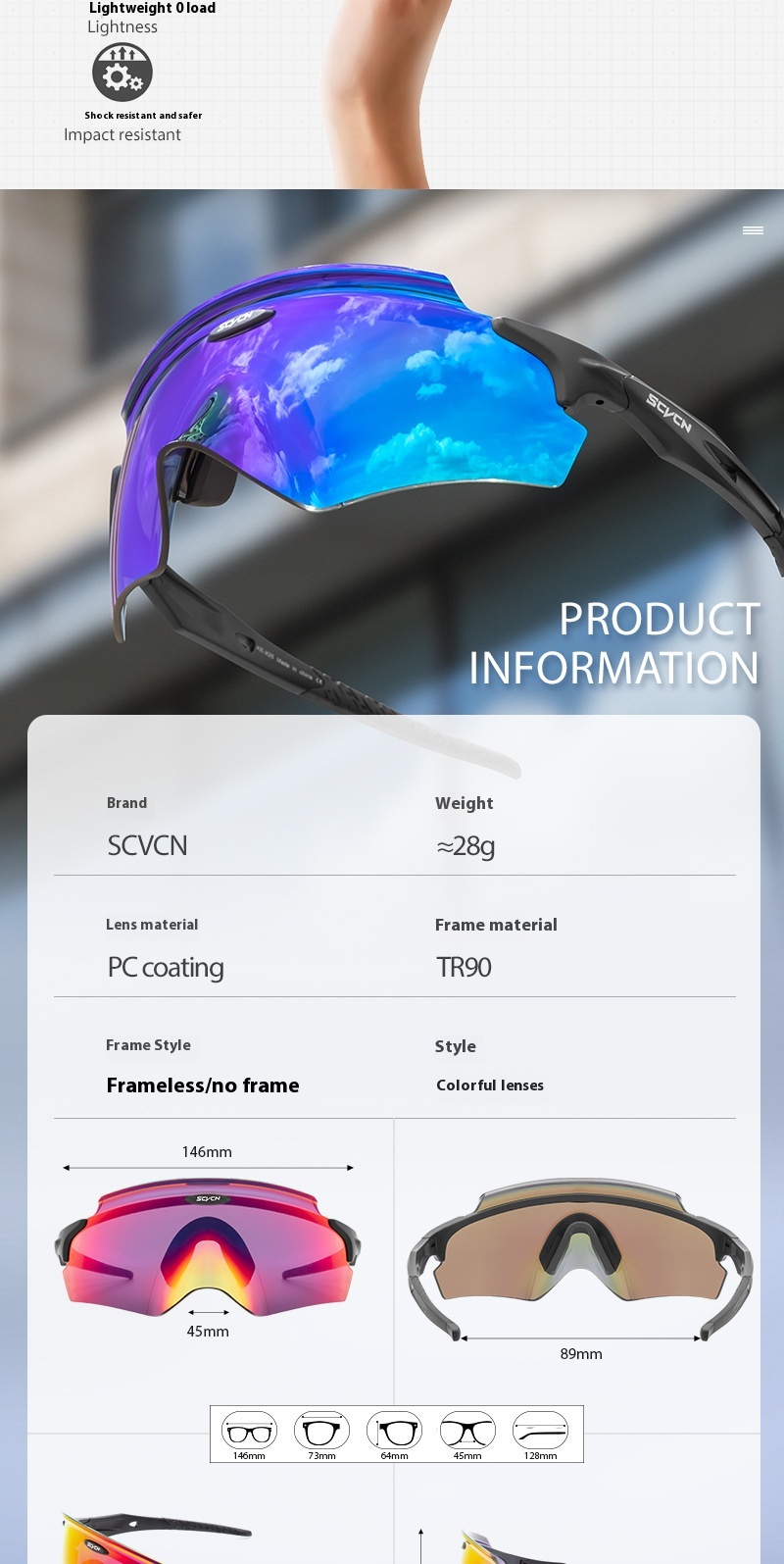 Sports Glasses - Vibrant Colors & UV400 Protection